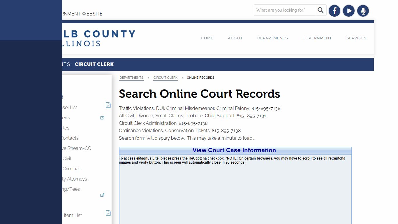 Search Online Court Records - DeKalb County, Illinois